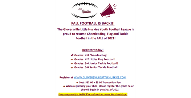 Fall Tackle Football is BACK! 